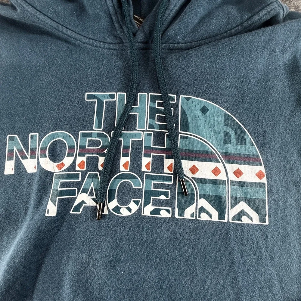 The North Face Mens Blue Geometric Logo Pullover Hoodie Sweatshirt Large
